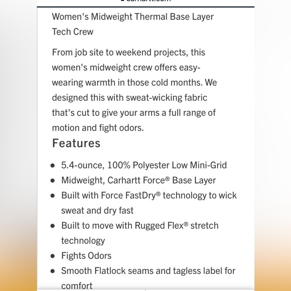 Carhartt womenswear large base force tee has crew tee. - Picture 7 of 10